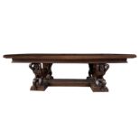 Exceptional neo-RenaisSaintce table in solid walnut wood, nineteenth century, with top supported by