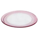 Great centerpiece of Murano glass. circular shape with outer band in shades of pink. Diameter 44 cm