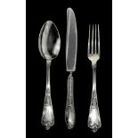 Cutlery set silver composed of 6 forks (350 gr), 6 tablespoons (400 grams) and 6 knives