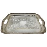 Nickel silver inlaid tray. Cm 45x31,7