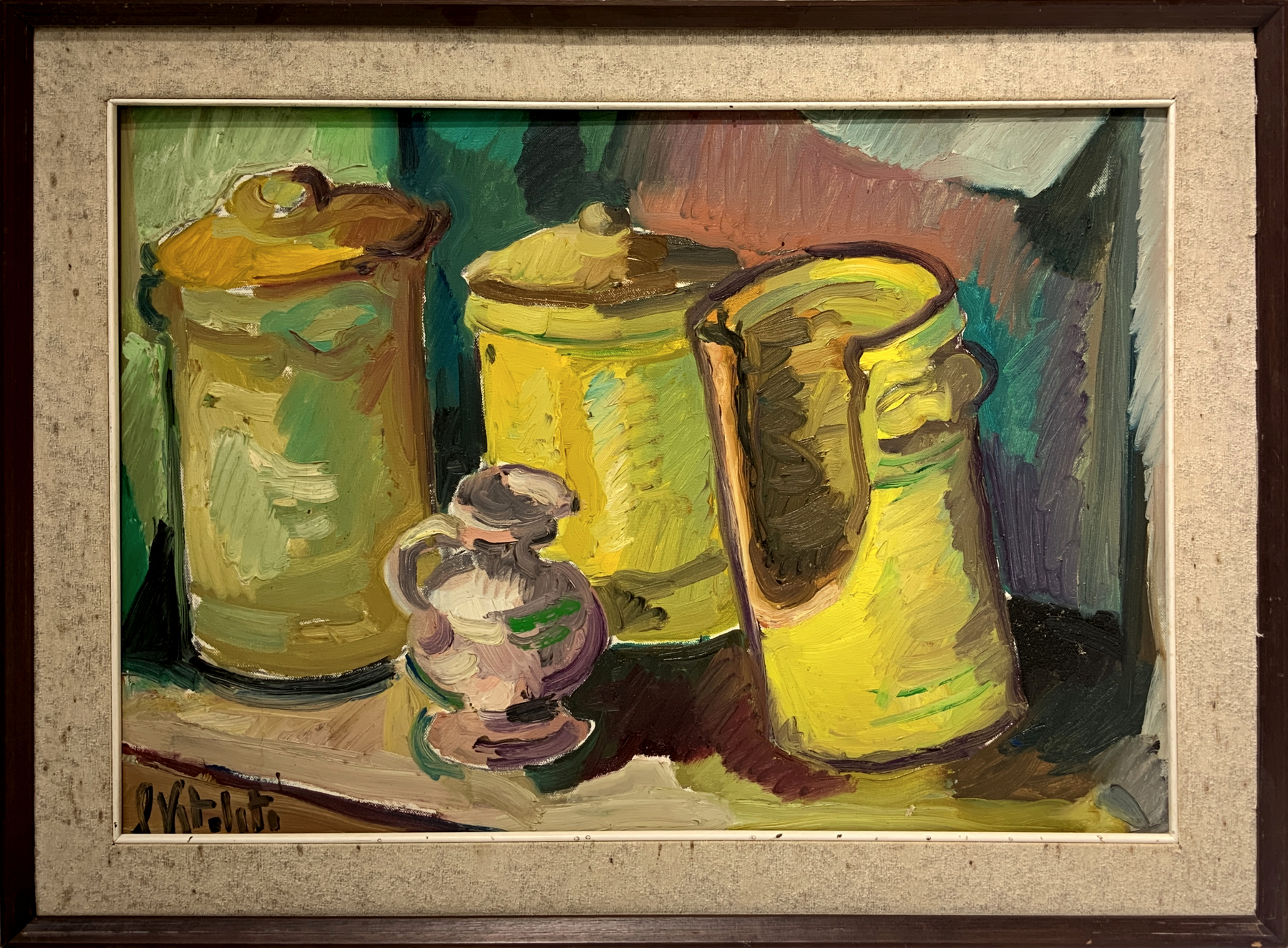 Oil painting on canvas depicting still life of vases, Vitaliti. Cm 50x70. signed on the lower left. - Image 2 of 5