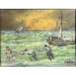Renato Natali (Livorno, May 10, 1883 - Livorno, March 7, 1979), oil painting on canvas depicting sai