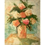 Oil painting on canvas depicting vase with flowers. signed on the lower right C. Brancato. 50x40 cm,