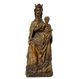Wooden statue depicting Virgin Mary with child, XV / XVI century. Base 18x15 cm H 42 cm