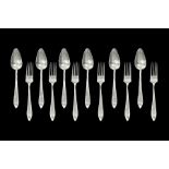 Cutlery silver compound 6 forks (600 grams) and 6 tablespoons, Avolio silversmith.