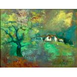 Oil painting on canvas depicting "Spring Colors", Camillo Fait. signed on the lower right and on the