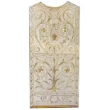 Ancient priests chasuble of the eighteenth century. In silk fabric with embroidered floral decoratio