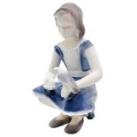 Copenhagen porcelain figurine he is depicting a child with bird. H 15 cm