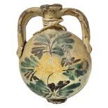 Flask majolica of Caltagirone, early twentieth century. H cm 24. With flower decorations of acanthus