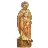 Apostle figurine, St. Paul, tempera on cardboard applied to wood, XIX century. H 69 cm