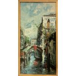 Oil paintinging on canvas depicting a Venetian canal. signed on the lower left corner Lietti. Pietro