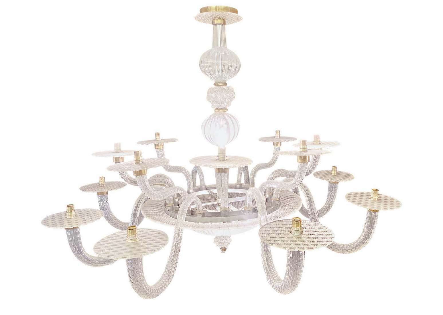 Big chandelier in Murano glass, 16 + 3 central lights in the cup. H 120 cm Width 155 cm