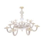 Big chandelier in Murano glass, 16 + 3 central lights in the cup. H 120 cm Width 155 cm