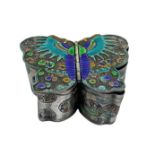 Chinese Butterfly shaped box. H 2.5 cm. Width 7 cm Depth 2.5 cm