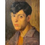 Painting Oil painting on panel depicting a young boy's face, he signed C.Penna. Cm 40x32 in wooden f