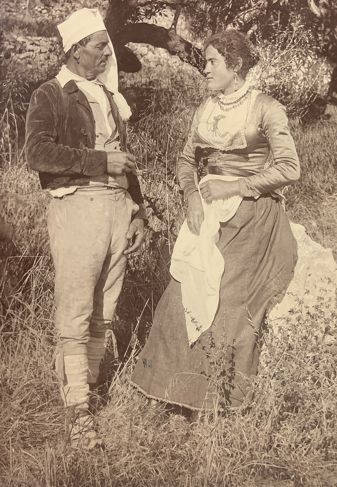 Wilhelm von Gloeden (1856-1931), albumin photos depicting pair of characters in an olive grove in Ta - Image 2 of 4