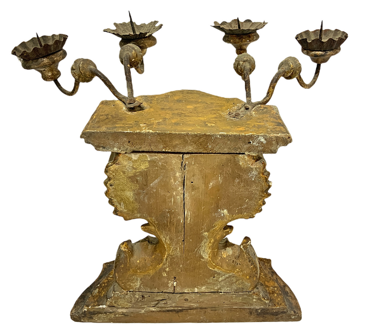 Shelved candle holders, four lights in gilded wood leafy, Sicily, eighteenth century. With arms and - Image 6 of 6