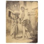 Wilhelm von Gloeden (1856-1931), albumin photos depicting Sicilian boys at the fountain. Double stam