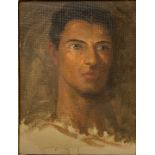 Oil paintinging on masonite depicting man's face, the twentieth century, C.Penna. Cm 40x31 in frame