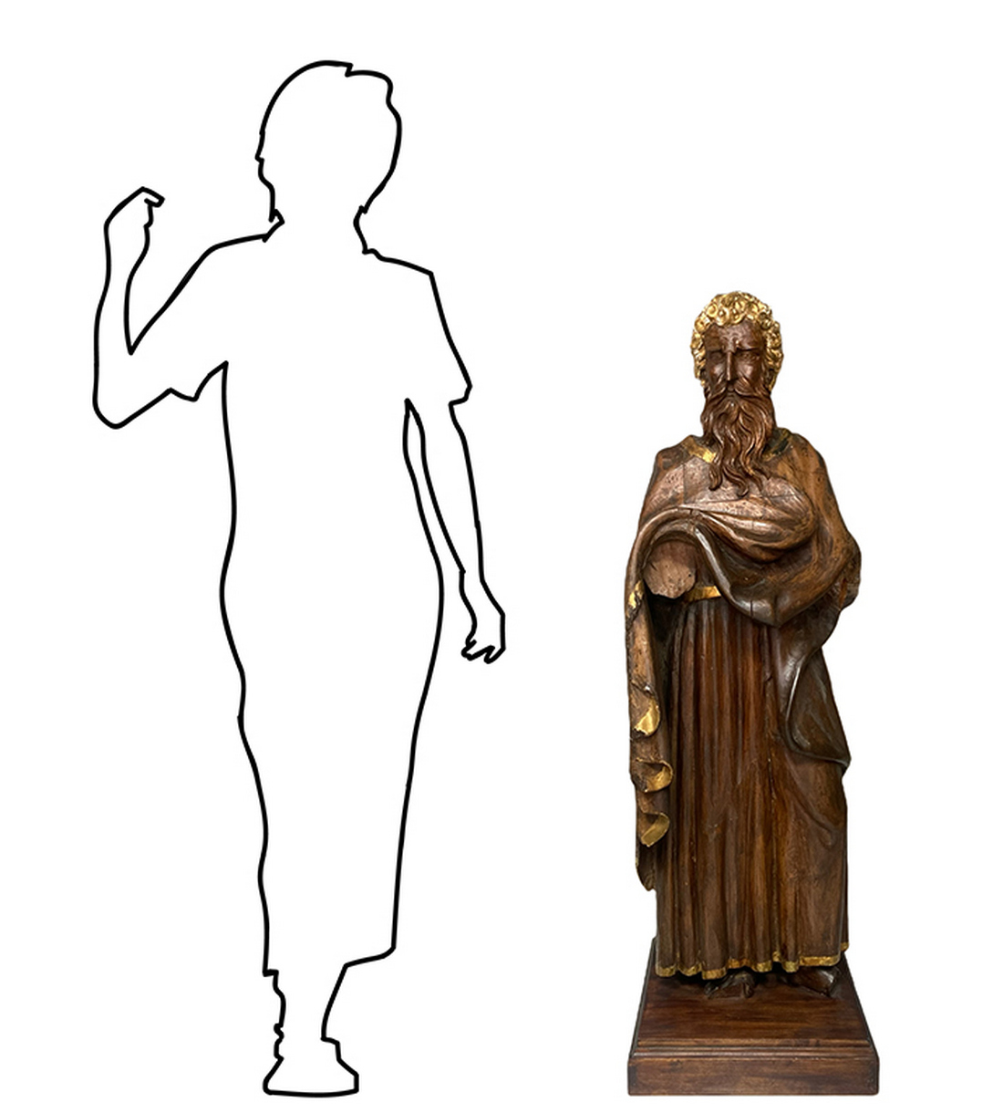 Statue of Moses, the sixteenth century. Made of solid wood and gold. Minor pieces missing on the han - Image 2 of 6