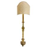 Candleholder with gilded leaf fan, XIX century. H 85 cm, with fan and 150. Already electrified