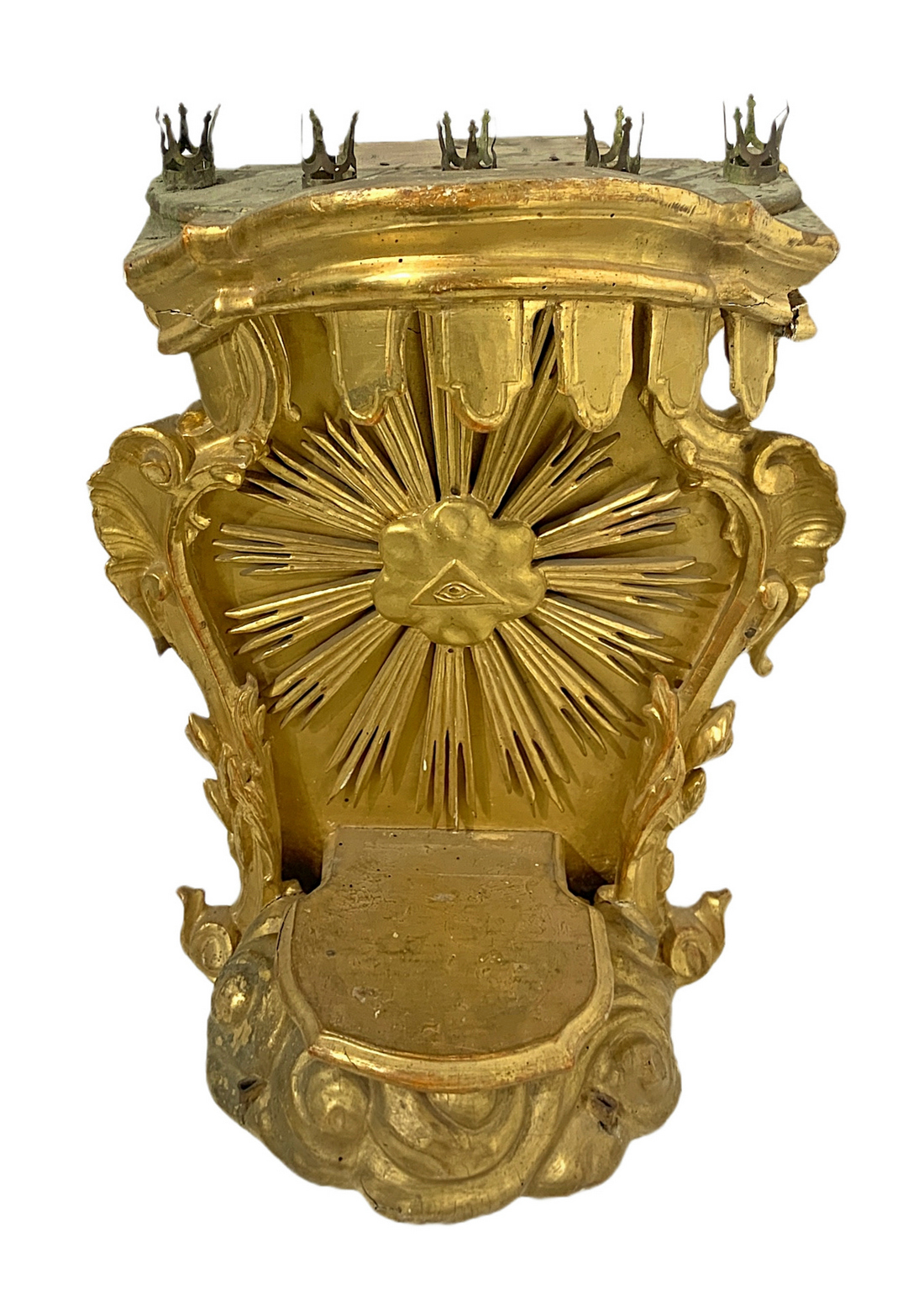 Tabernacle candleholder in leafy gilt wood, eighteenth century H 63 cm, 35x22 cm base - Image 2 of 6