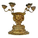 Shelved candle holders, four lights in gilded wood leafy, Sicily, eighteenth century. With arms and