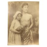 Wilhelm von Gloeden (1856-1931), albumin photos depicting teenage couple. Numbered 876 and hallmarke