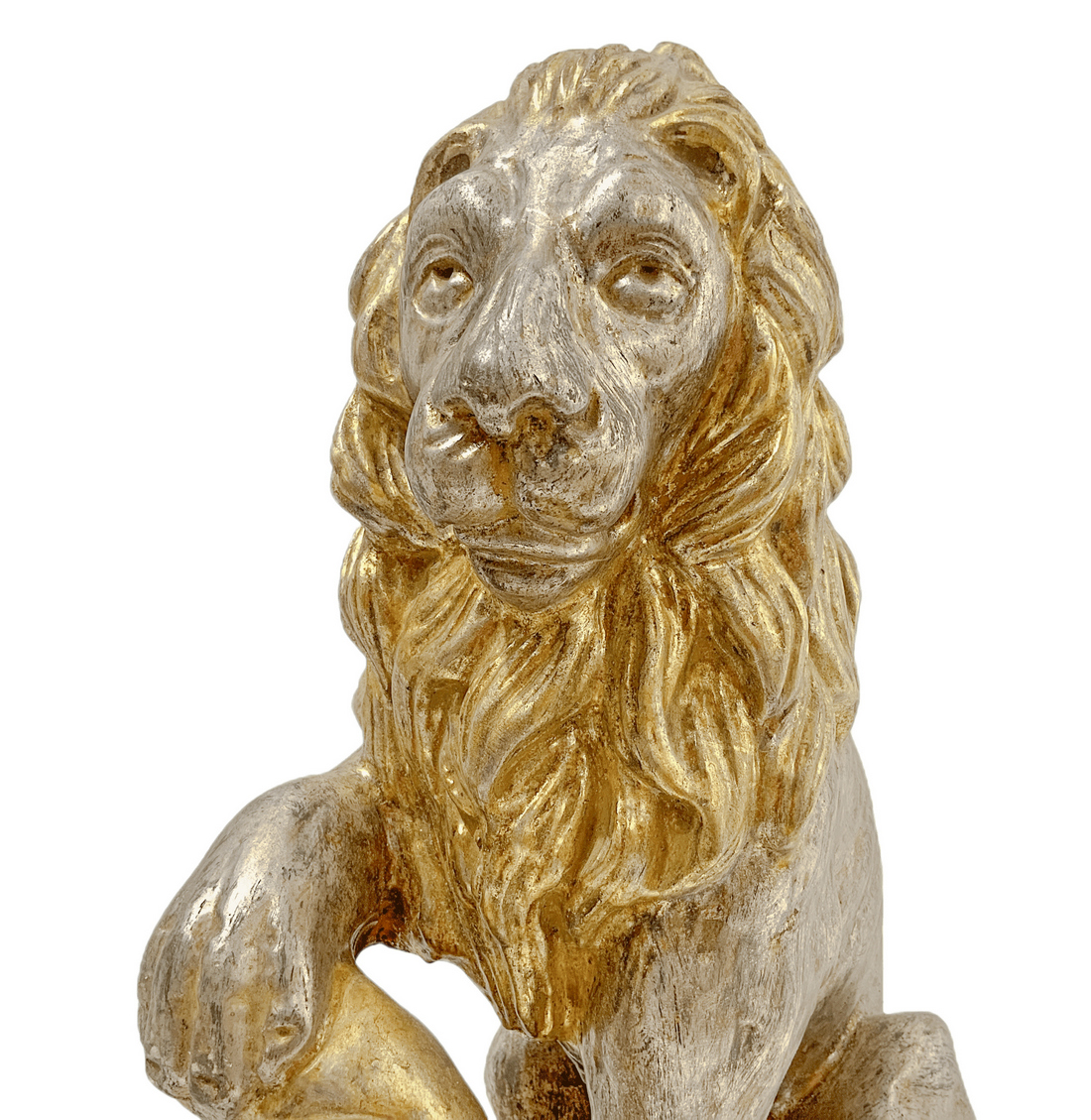 Pair of lions Marzocco of Florence in gold and silver wood, early twentieth century. H 40 cm, base 2 - Image 6 of 9