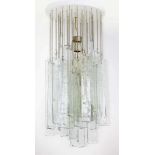 Mazzega, glass chandelier and brass chain, 60s. round goblet width, diameter 40 cm, h 90 cm max.
