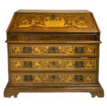 Chest of drawers in walnut with flap, eighteenth-century Lombardy. On the front serration in walnut