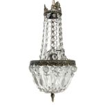 Chandelier nymph brass with glass pendalogues, early twentieth century. H 55 cm, diameter 25