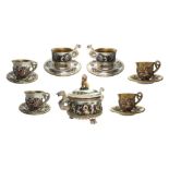 Tea and porcelain coffee, brand Capodimonte 2226. Consisting of sugar (H cm14x15), 2 teacups (H 7 cm