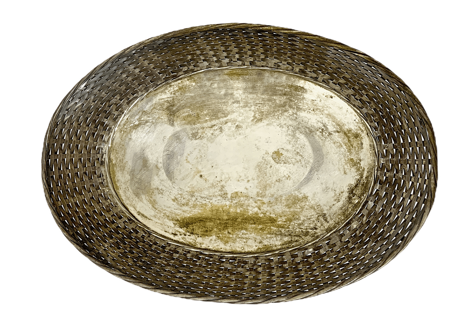 silver oval centerpiece, a woven basket, early twentieth century. Gr 514. H 8 cm x27x28 - Image 5 of 5