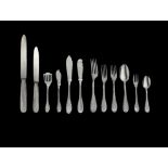 Silverware Ricci, Cutlery silver 800, hallmarked Alexandria in 1935, consists of 132 pieces: 24 fork
