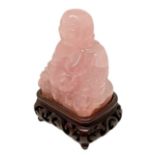 Buddha in pink quartz. Overall 10 cm H