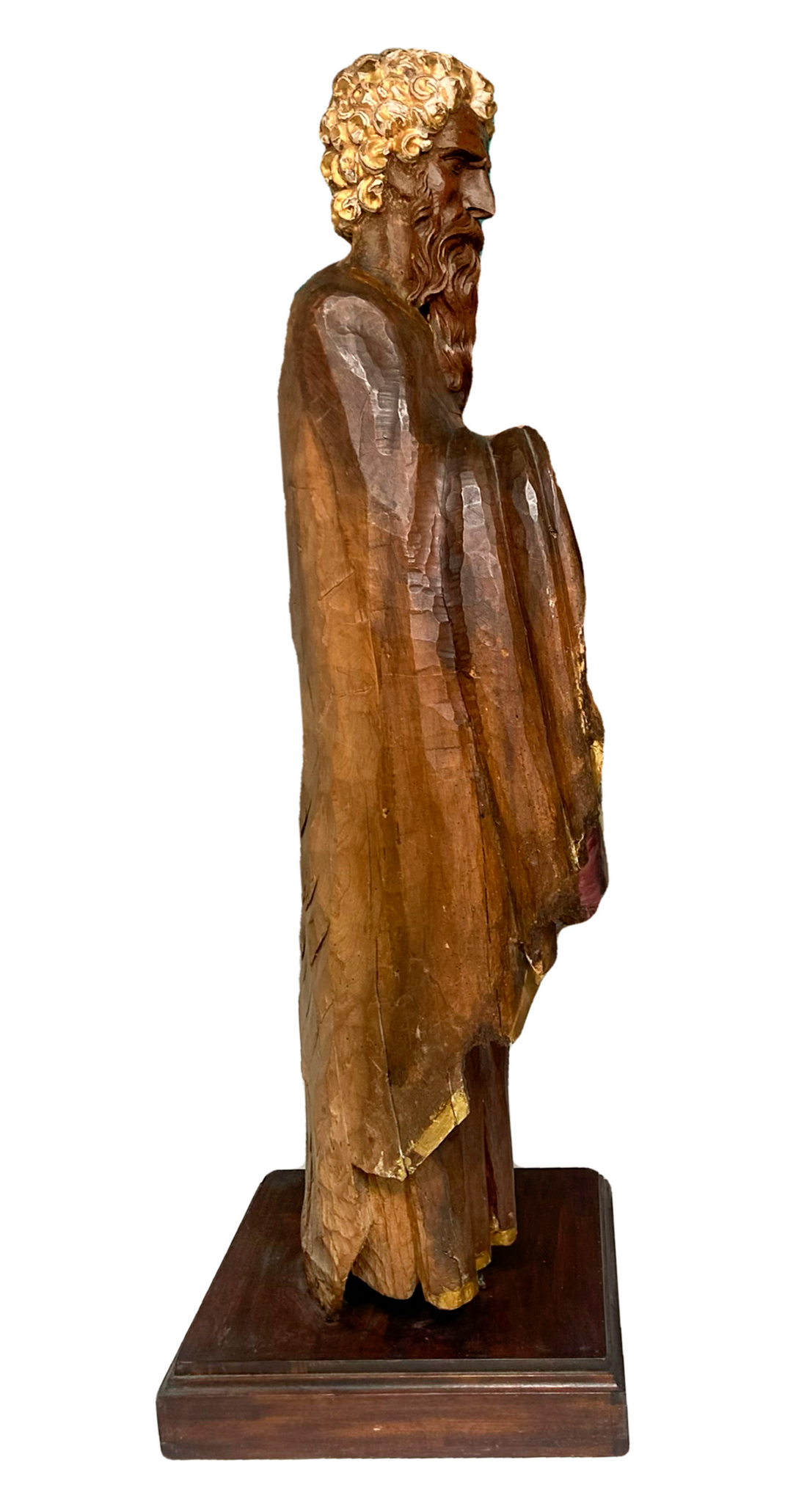 Statue of Moses, the sixteenth century. Made of solid wood and gold. Minor pieces missing on the han - Image 5 of 6