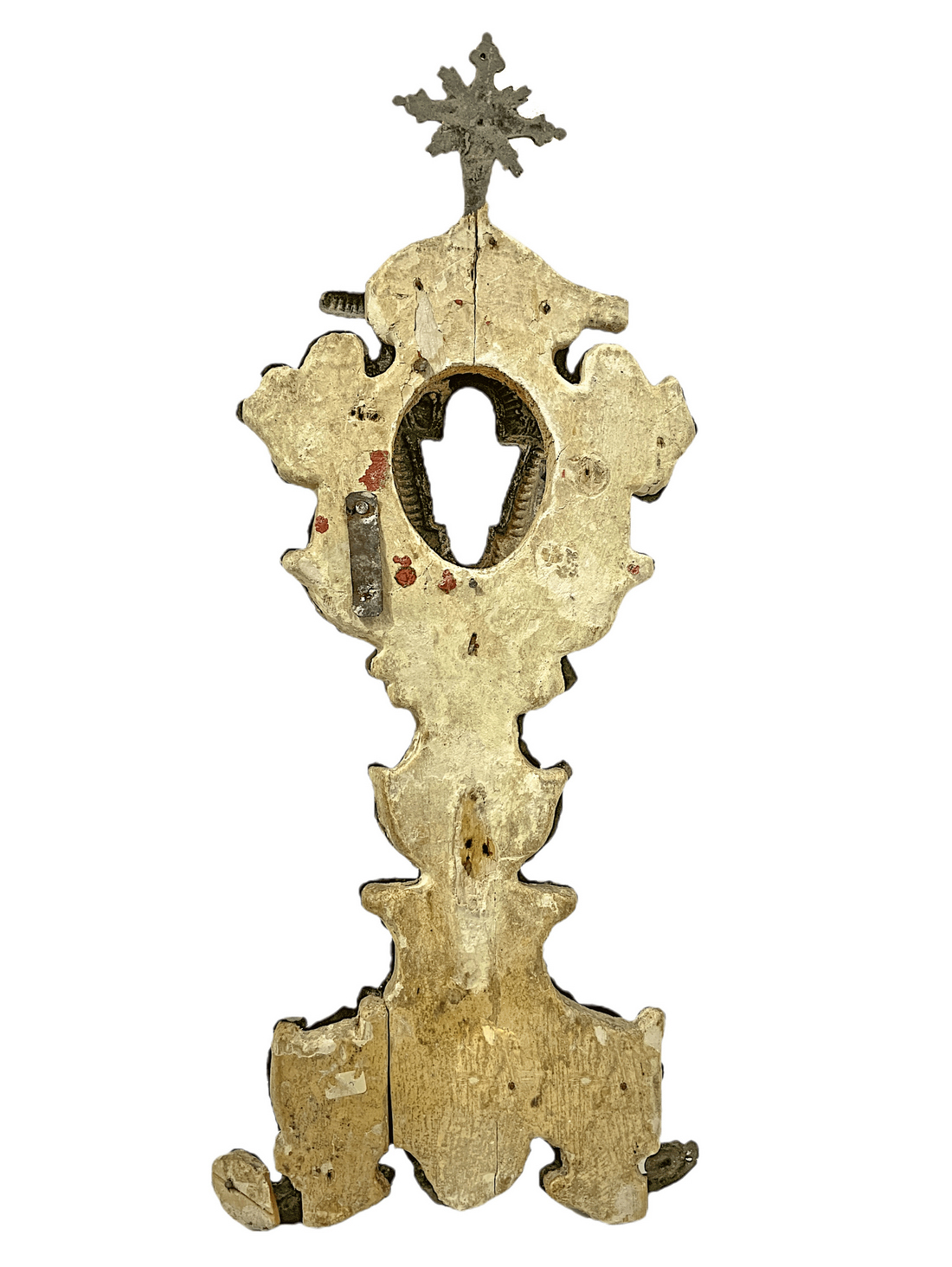 Monstrance in wood, covered with embossed brass relief, nineteenth century. H 44 cm. - Image 4 of 4