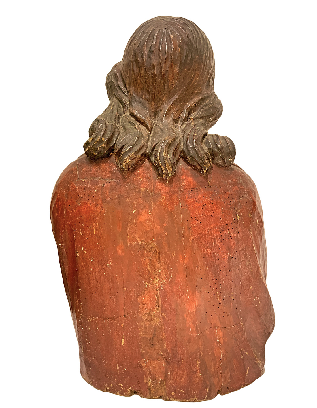 Ecce Homo, polychrome wooden sculpture of a bust, XV / XVI century. H 72 cm H 71 cm, 40,25 cm base. - Image 7 of 7