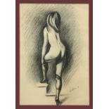 Drawing of nude woman back, signed on the lower right corner Sciltian 72. 45x31 cm, in frame cm 73,5