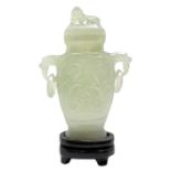 Small potted jade incense burner, H 11 cm