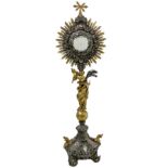 Monstrance in silver and silver gilt, height 70 cm, 2,352 kg Elegant and refined Baroque piece made