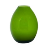 Vase in Murano glass, of globular form, in jacketed glass in shades of green. h 15 cm.