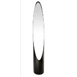 Mirror from the ground with plastic abs black color frame, Italian production, Rodolfo Bonetto desig