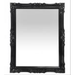 Mirror shabby chic black lacquered frame in nineteenth century. H 94x72 cm