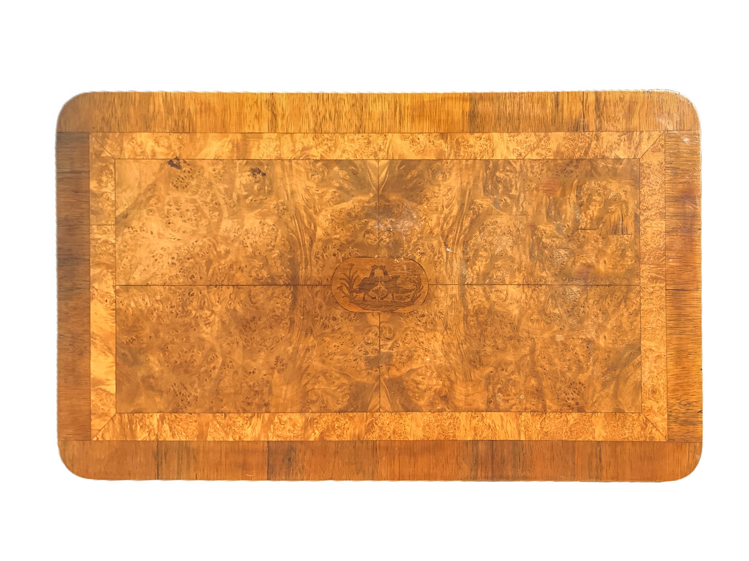 Table rectangular center burl maple, nineteenth century. Inlay central to the surface within reserve - Image 2 of 4