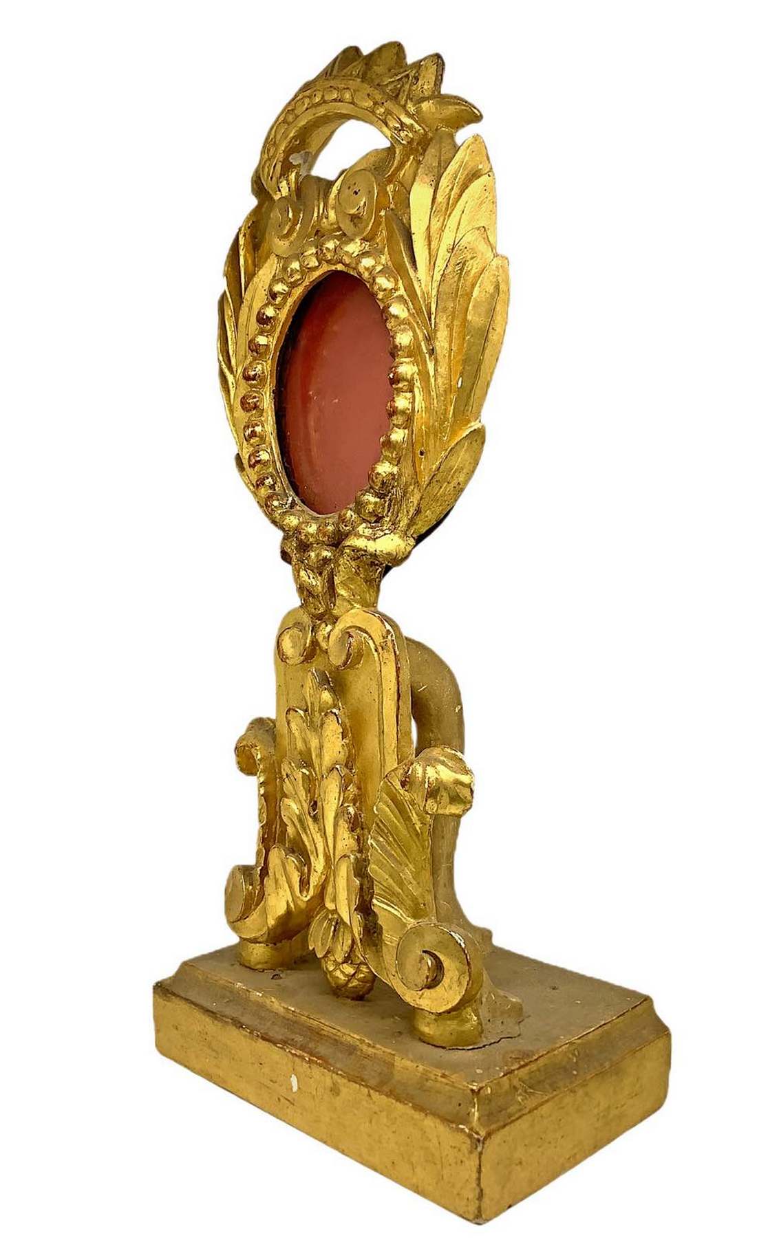 Reliquary gilded wooden leafy, early nineteenth century. H 38 cm - Image 2 of 6