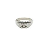 Men white gold ring with small diamond