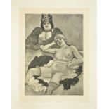 Felicien Rops Etching (Namur 1833-Essonnes 1898), titled "Les deux amies". 20x14 cm, in frame 39x31