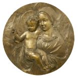 Round bronze depicting the Virgin Mary with child, the end of nineteenth century. Diameter 36 cm